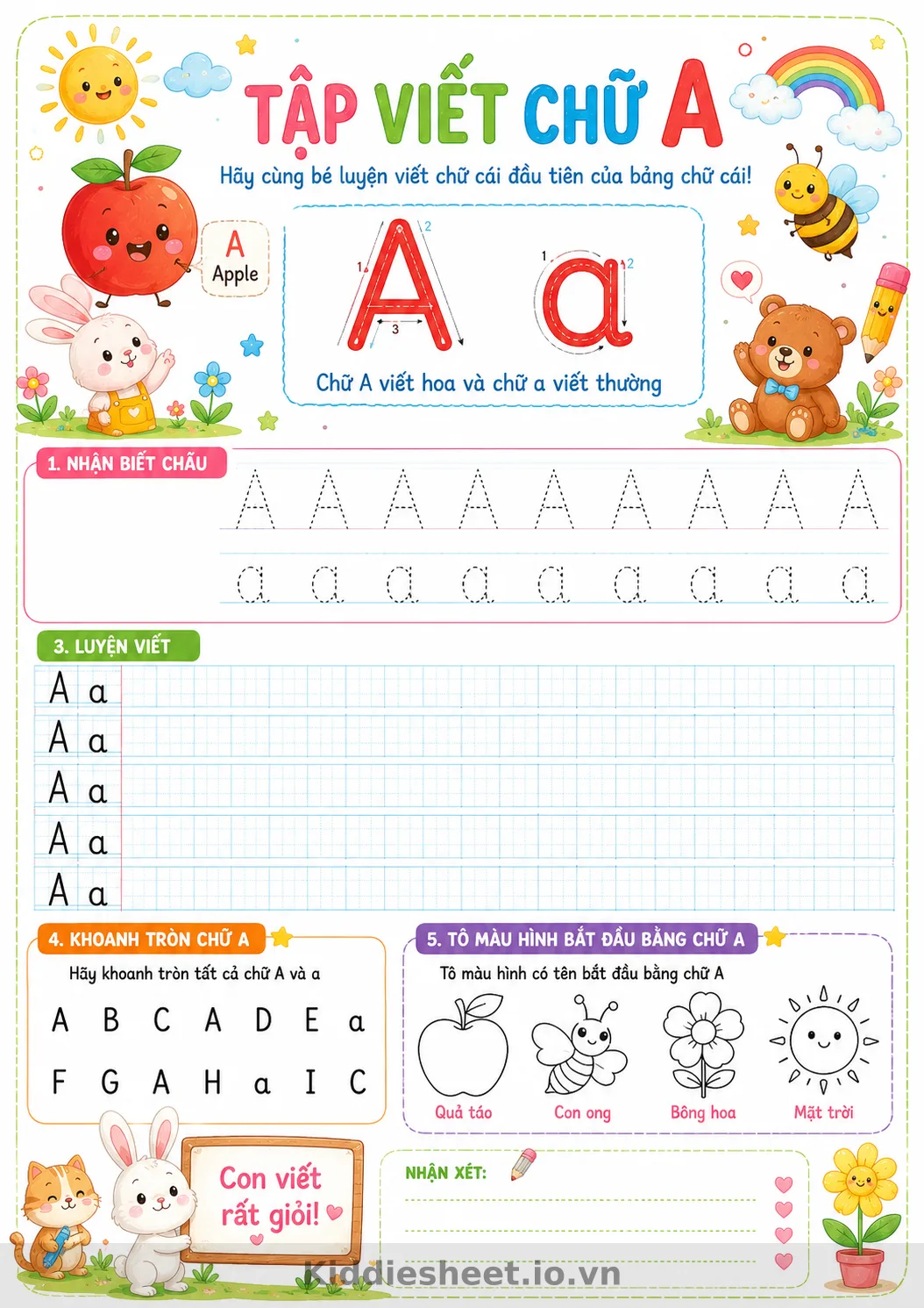 Xem thử học liệu Worksheet Tập Viết Chữ A Cho Bé – Phiếu Luyện Viết Chữ Cái Tiếng Việt Miễn Phí - Trang 1